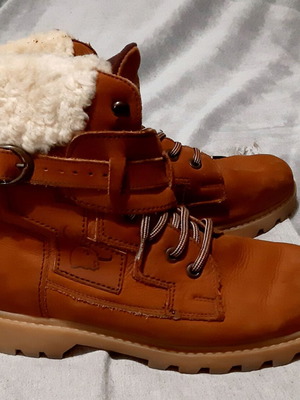 Unisex boots size 40 brown genuine leather with fur like new