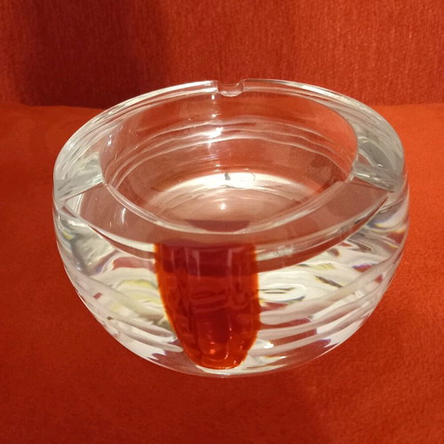 Set of 2 vintage Krosno crystal ashtrays like new