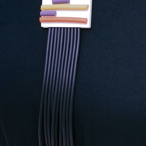 Silicone summer necklace, black with multicolor accents