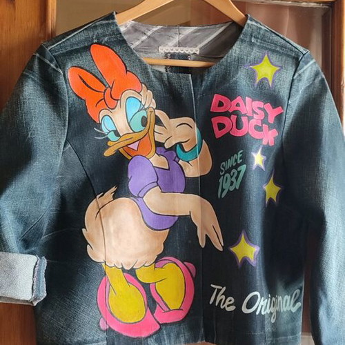 Denim jacket like new, hand-painted, size M-L