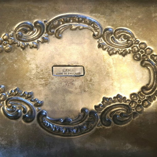 EPNS silver-plated tray used with handle and embossed 1950-60 design