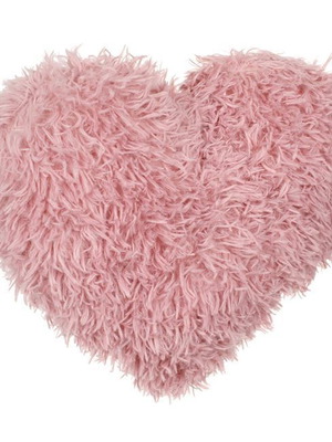 Μαξιλάρι χειμερινής διακόσμησης Shaggy καρδιά dusty pink 44x39cm καινούργιο