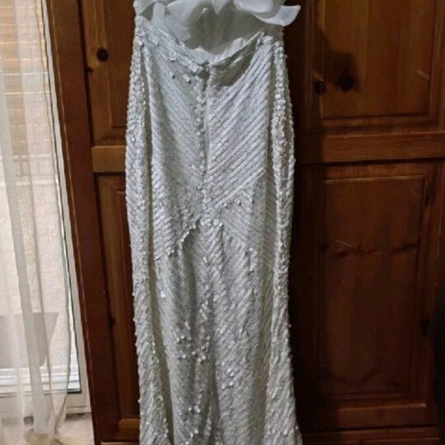 Parisian wedding dress new, white silver, size L