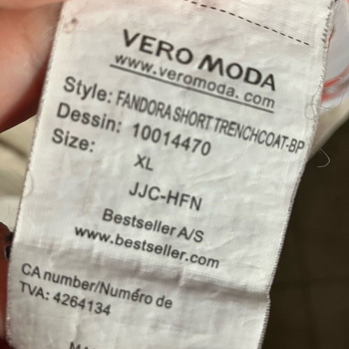 Vero Moda beige trench coat like new, size XL