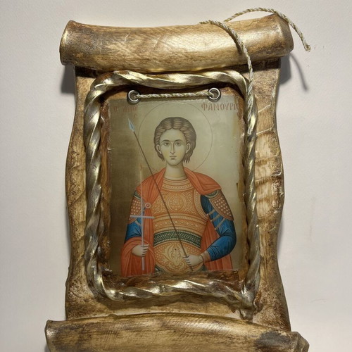 Saint Fanourios Wax Icon new, handmade