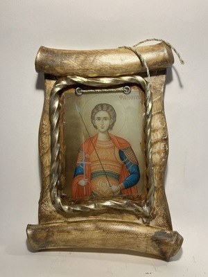 Saint Fanourios Wax Icon new, handmade