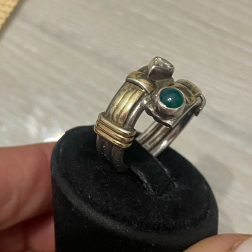 Silver gold ring 925 750 used, size 56