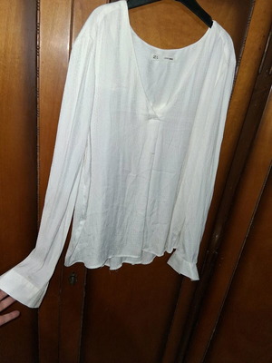 Satin blouse women like new, white, size XL