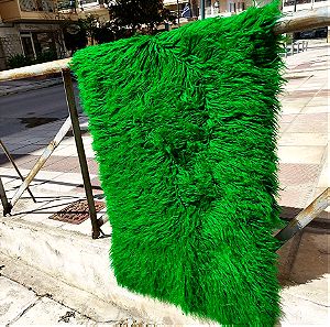 Φλοκάτη διάδρομος γνήσιο μαλλί 175Χ75 πράσινη