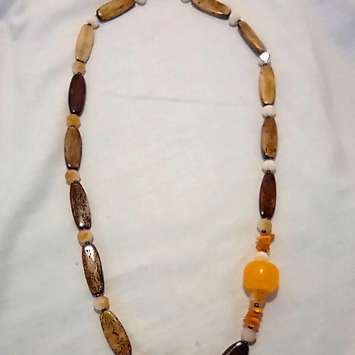 Vintage Ethnic Long Necklace 69cm from Natural Bone and Beads like new