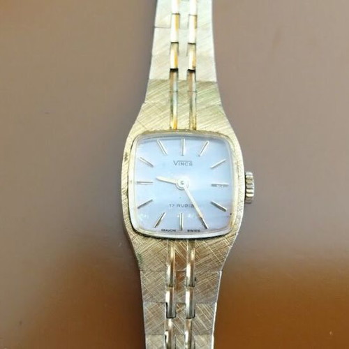 Vinca women's wristwatch used, gold-plated, mechanical, 17 rubis