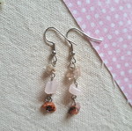 Handmade hanging earring with real stones and metal frame