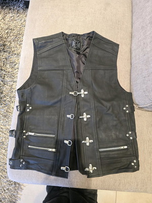Biker Motorcycle Vest like new, men's real leather riding waistcoat