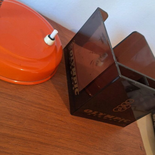 Olympic Airways pencil holder used with signs of wear and age