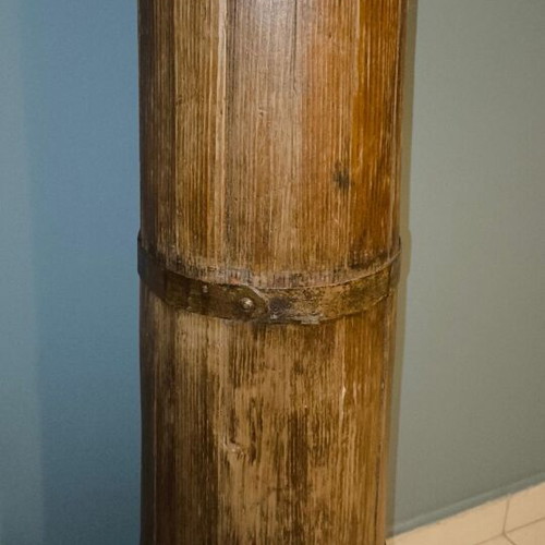 Wooden vintage butter churn Kadhi with butter paddle used