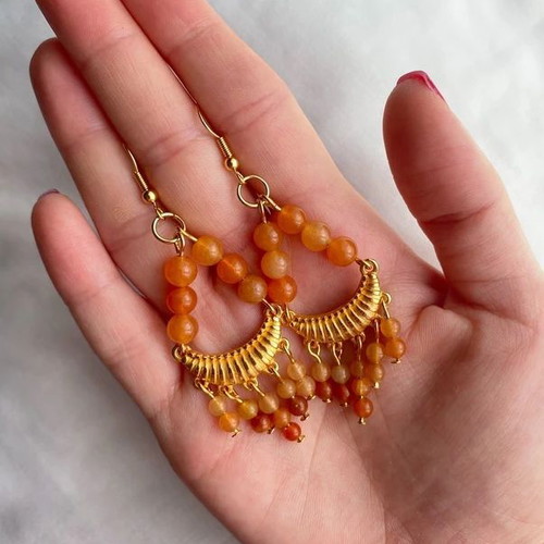 Handmade boho earrings with red aventurine beads made to order
