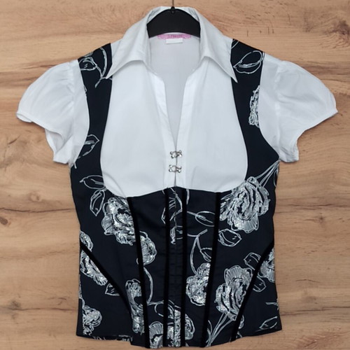 White shirt with corset vest with patterns Thesis size S used