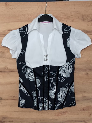 White shirt with corset vest with patterns Thesis size S used