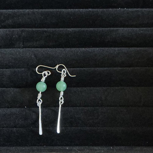 Jewelry set with handmade green aventurine beads and natural pyrite ring