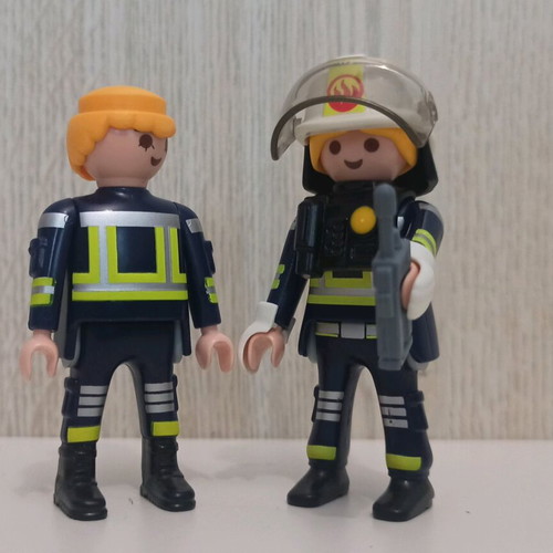 Playmobil Surprise couple of used firefighter figures with accessories