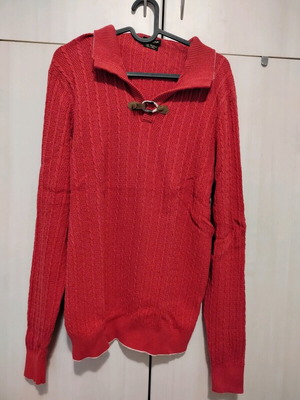Massimo Dutti Autumn cotton sweater, red pink, XL