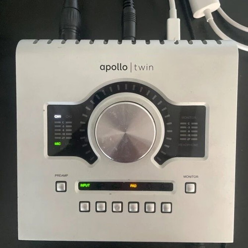 UAD Apollo Twin audio interface used with plugins and cables