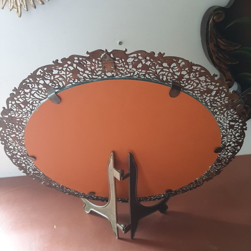 Bronze filigree mirror 1950s vintage