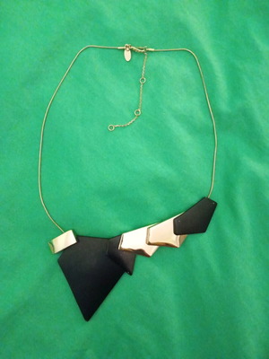Oliver Bonas necklace used with gold snake chain and geometric shapes