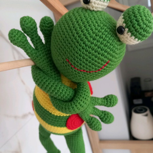 Crocheted Amigurumi Frog Doll new, 42 cm