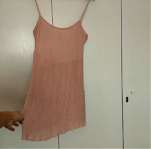 Ροζ ρομαντικό φόρεμα H&m τιραντα νο. 36 small medium