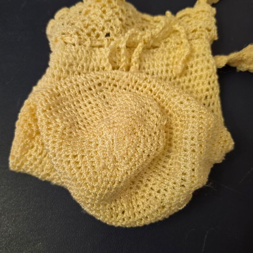 Handmade summer knitted shoulder bag, vintage style, beige