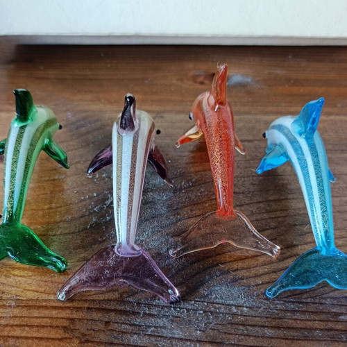 Vintage Murano collectible dolphins hand-painted, new