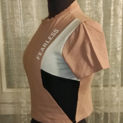 Jennyfer Fearless athletic crop top like new, size S, beige and white
