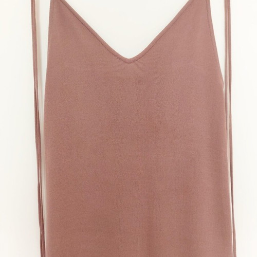 Zara maxi dress S, dusty mauve brown pink, knit with sheer hem