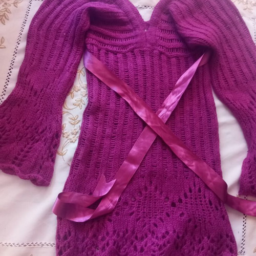 Wool sweater with satin belt, size XXS-XS