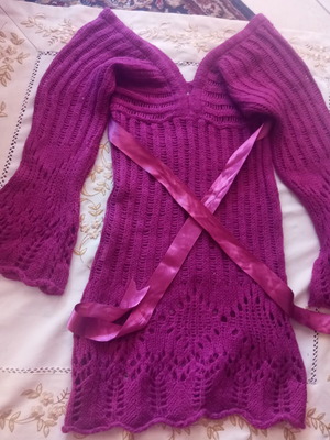 Wool sweater with satin belt, size XXS-XS