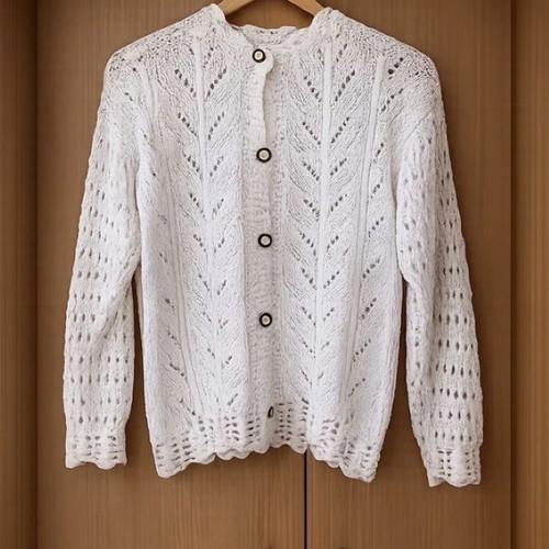 White handmade knitted vintage cardigan like new, size M