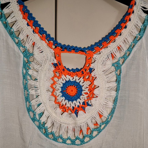 Summer kaftan dress like new with boho crochet details