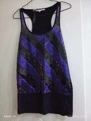 Sequin blouse like new, size S, purple and black