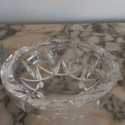 Bohemian crystal vase with ashtray like new