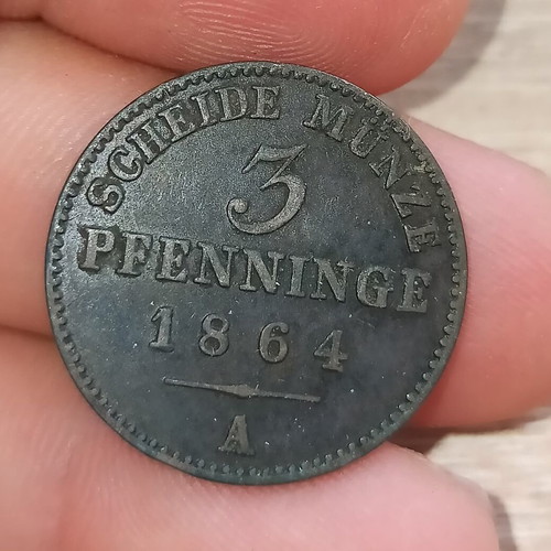 Prussia 3 Pfenning 1864 coin like new