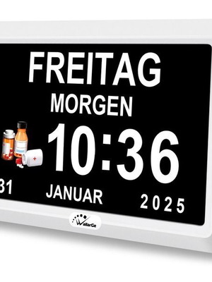 WallarGe 7-inch digital calendar clock for adults with 20 alarms and reminders