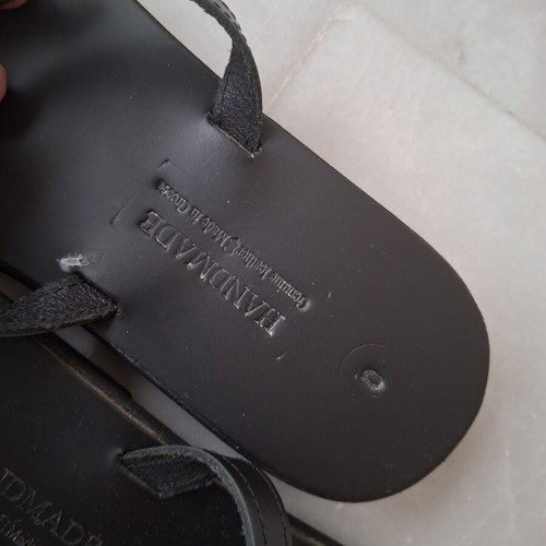 Leather sandals handmade, size 40, black, new