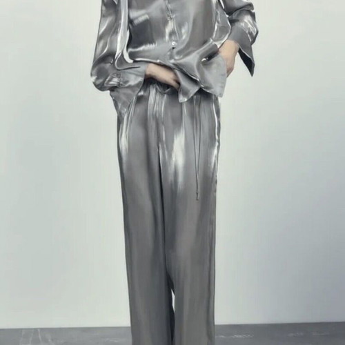 Zara Silver Shiny Shirt Like New, Size Small