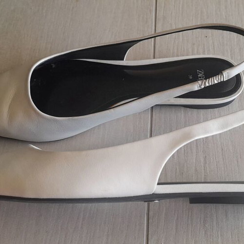 Zara leather ballerinas white cream, like new, size 39