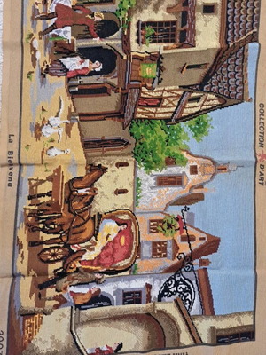 Large hand-stitched embroidery panel single-needle new