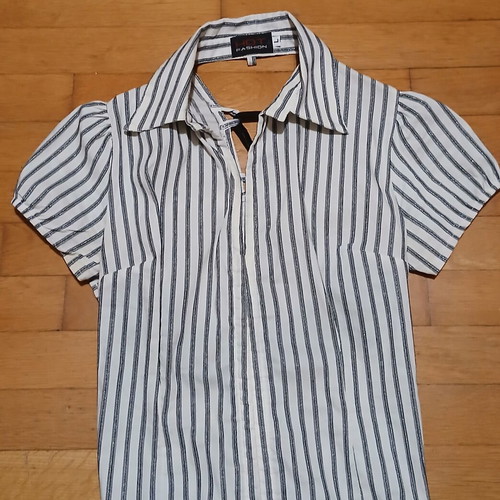 Hot Fashion striped bodysuit shirt with silver stripe size Large like new