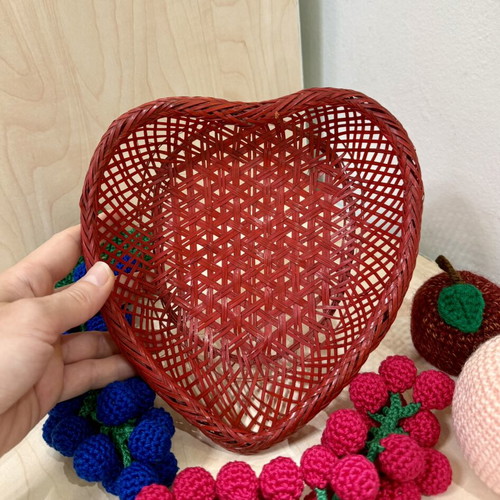 Basket with handmade fruit decoration