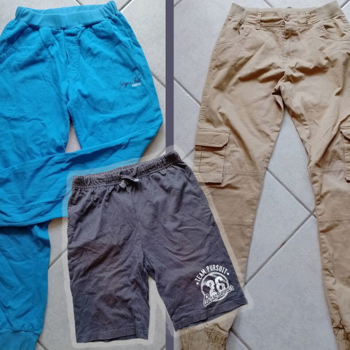 Boys' pants set used, 3 styles, size 12-13 years, blue and beige
