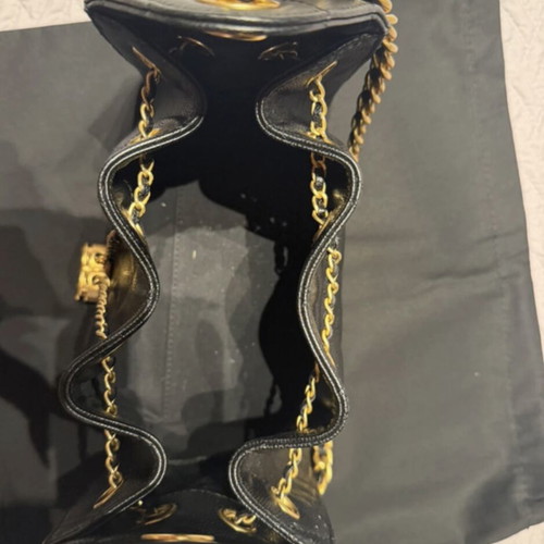 Chanel shoulder bag, black and gold